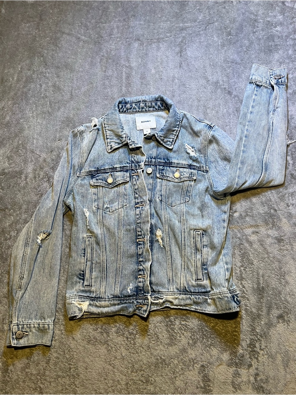 Old Navy Light Blue Distressed Denim Jacket